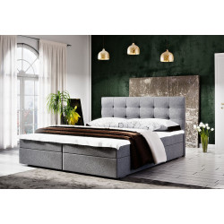 Levná čalouněná manželská postel s roštem a matrací 140x200 cm, šedá