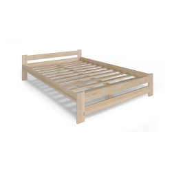 Levná postel s roštem 140x200 cm masiv - dřevo borovice přírodní lakovaná