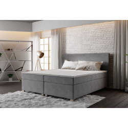 Levná zvýšená postel boxspring 140x200 cm s roštem a matrací, šedá