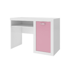 Malý dětský psací stůl se skříňkou růžová / bílá, lamino, 100x51,5 cm