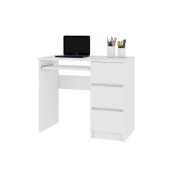 Malý stůl pod PC se šuplíky a výsuvným šuplíkem na klávesnici, bílý, 90x50 cm