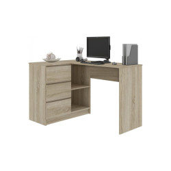 Malý rohový psací stůl dub sonoma se šuplíky do pracovny / kanceláře, 124,5x50 cm