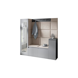 Předsíňová stěna šedá / béžová s botníkem a skříní, šedá / béžová