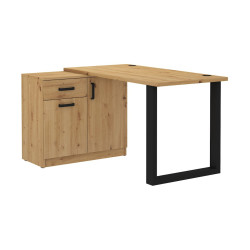 Psací stůl s komodou v industrálním stylu dub artisan / černá 138x107 cm