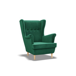 Tradiční křeslo ušák samostatné tmavě zelené na čtení / sledování TV