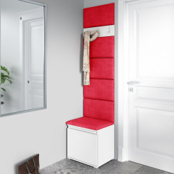 Designová úzká předsíňová stěna červená + bílá 50 cm, čalouněné panely