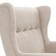 Malé dětské křeslo ušák béžové se sametovým potahem, dřevěné nohy