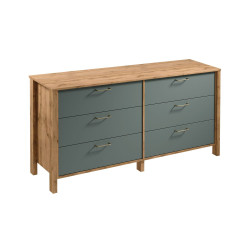 Dlouhá komoda dub wotan / tmavě zelená do obývacího pokoje 171x81x47 cm