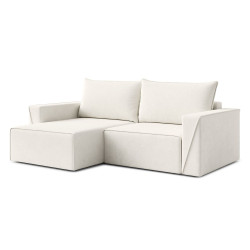 Moderní sedací souprava do L se zádovými polštáři 245 cm světle krémová
