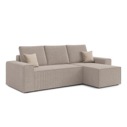 Rohová sedací souprava manšestrová látka béžová pravá 246 cm