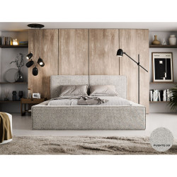 Luxusní čalouněná postel se širokými boky šedá 180x200, výklopný rošt