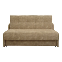 Rozkládací pohovka pro spaní 2 osob hnědá semišová, rozkládání dopředu, 154 cm