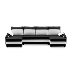 Rozkládací sedací souprava černá / bílá 302 cm s vinutými pružinami bonell