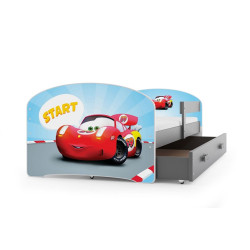 Dětská postel 160x80 s matrací a roštem a úložným prostorem, Cars (auta)