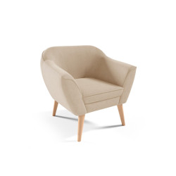 Béžové křeslo s vysokými bukovými nohami do obýváku / pokoje / salónu / na recepci