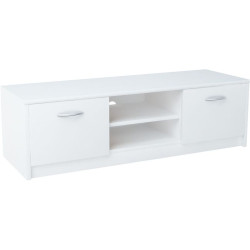 Klasická nízká bílá skříňka pod televizi 120 cm, police na audio a hifi, 120x36x41 cm